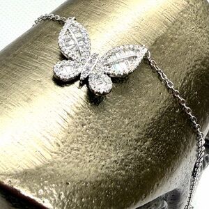 Delicate Silver Butterfly Pendant Necklace